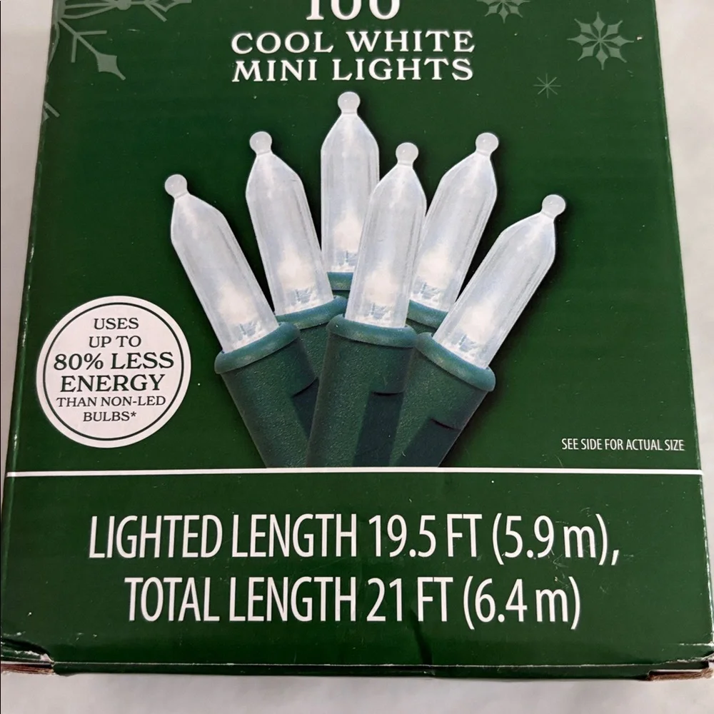 Holiday Time Festive cool white LED Lights 100 count indoor outdoor 9.5 ft New